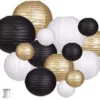 P-87213235777590-20260406092658.webp Unyqoos® Set van 15 decoratieve papieren lantaarns in zwart, goud en wit voor feesten