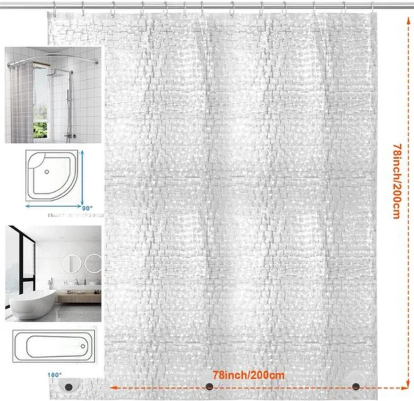 Unyqoos® en Transparante 3D Douchescherm van 200x200 cm met Gewichtsverdeling en 13 Ophanghaken