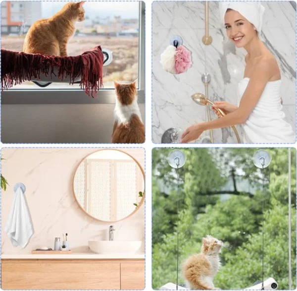 Unyqoos® Set van vier sterke zuignappen voor kattenhangmatten en decoraties