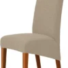 P-87213235811140-20260405183318.webp Unyqoos® Set van 4 rekbare stoelhoezen in zandkleur voor grote eetkamerstoelen