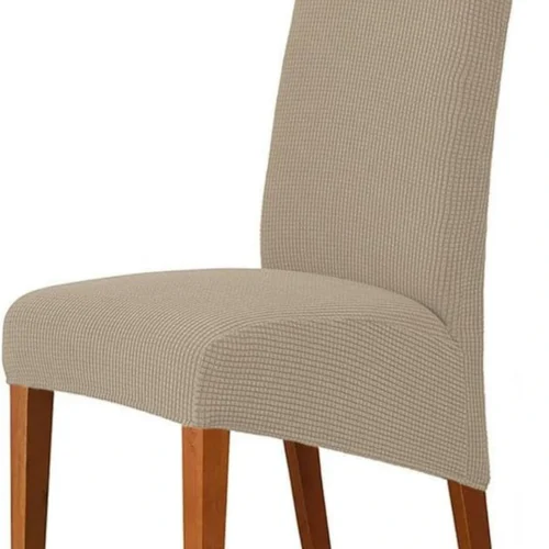 P-87213235811140-20260405183318.webp Unyqoos® Set van 4 rekbare stoelhoezen in zandkleur voor grote eetkamerstoelen