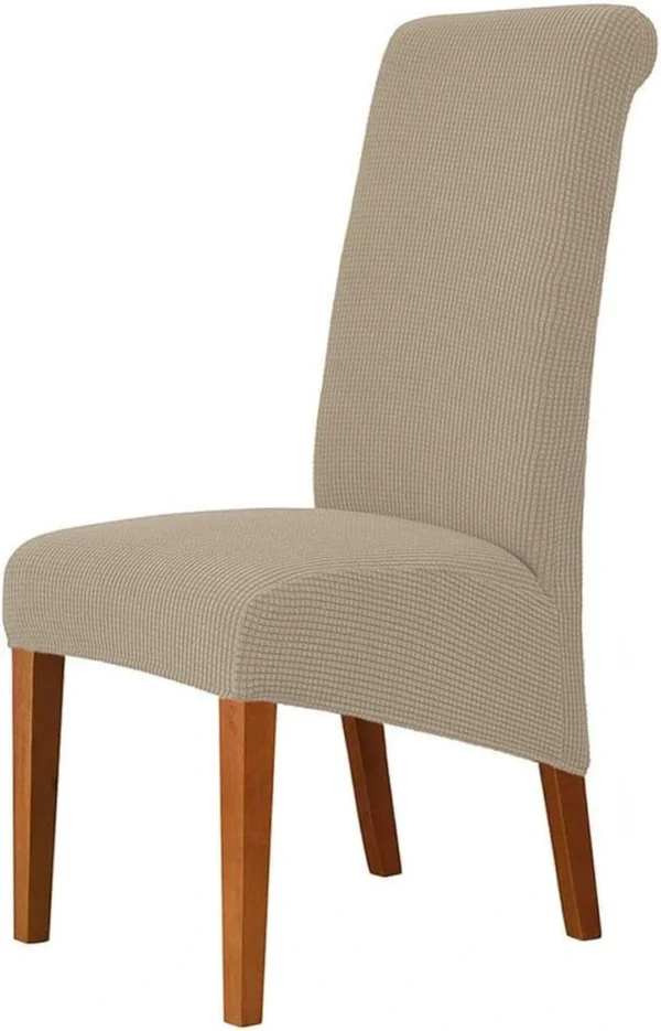 P-87213235811140-20260405183318.webp Unyqoos® Set van 4 rekbare stoelhoezen in zandkleur voor grote eetkamerstoelen
