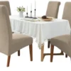 P-87213235811146-20260405183333.webp Unyqoos® Set van 4 rekbare stoelhoezen in zandkleur voor grote eetkamerstoelen