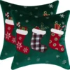 Unyqoos® Set van 2 decoratieve kerstkussenslopen met borduursels voor feestelijke sfeer