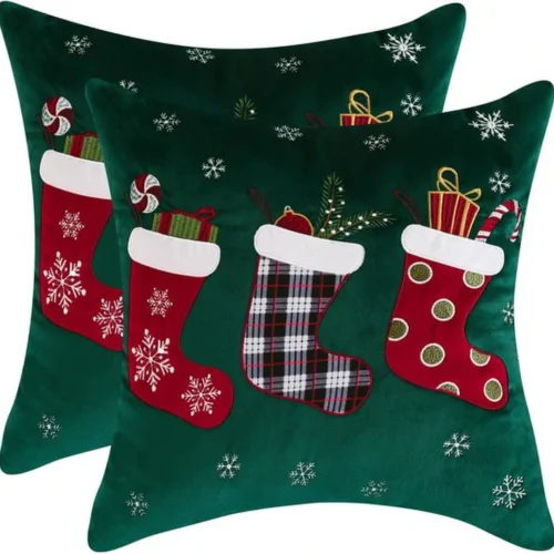 P-87213235816260-20260406112108.webp Unyqoos® Set van 2 decoratieve kerstkussenslopen met borduursels voor feestelijke sfeer