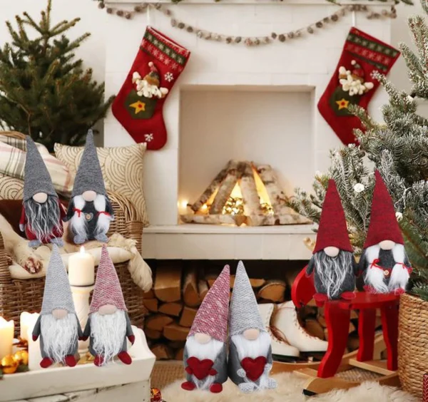 P-87213235829754-20260406092816.webp Unyqoos® Set van 8 handgemaakte Zweedse kerstkabouters voor sfeervolle decoratie