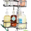 Unyqoos® Set van twee roestvrije doucheorganizers met zelfklevende montage en haken