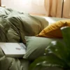 P-87213235860415-20260405103432.webp Unyqoos® Olijfgroene microvezel beddengoedset met ritssluiting en kussensloop