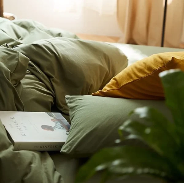 P-87213235860415-20260405103432.webp Unyqoos® Olijfgroene microvezel beddengoedset met ritssluiting en kussensloop
