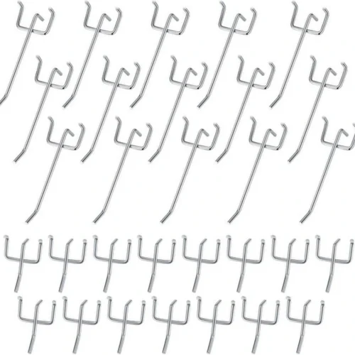 P-87213235880070-20260406121542.webp Unyqoos® Set van 30 Roestvrijstalen Ophanghaken voor Gatenwand in Garage of Werkplaats