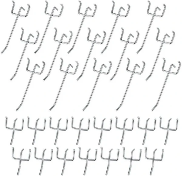Unyqoos® Set van 30 Roestvrijstalen Ophanghaken voor Gatenwand in Garage of Werkplaats