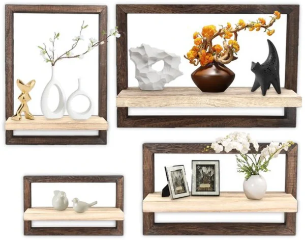 Unyqoos® Houten wandplank set voor stijlvolle en functionele wanddecoratie