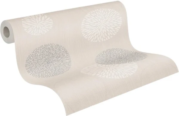 Unyqoos® Vliesbehang met abstract bloemendesign en metallic accenten in beige tint