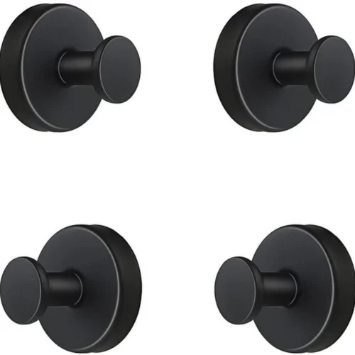 P-87213235920040-20260406115219.webp Unyqoos® Set van vier zwarte roestvrijstalen wandhaken voor veelzijdig gebruik in huis