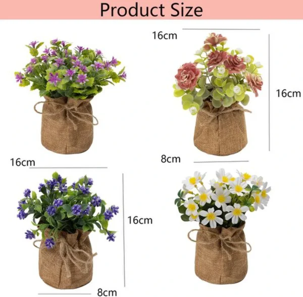 Unyqoos® Set van vier kleurrijke kunstplanten voor decoratie in huis of kantoor