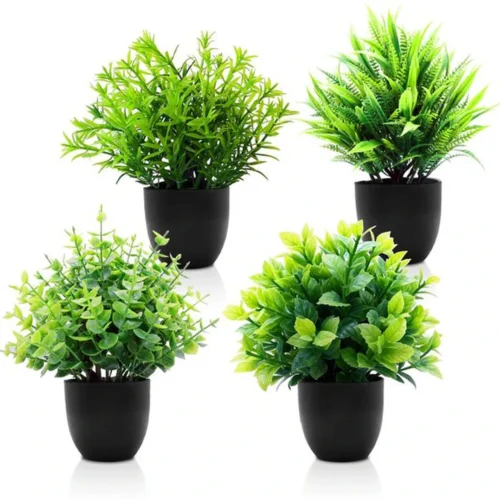 Unyqoos® Set van vier levensechte kunstplanten voor binnen en buiten decoratie