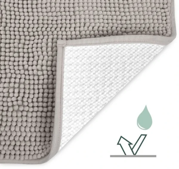 Unyqoos® Grijze antislip badmat van chenille 50x50 cm voor veilige badkamer