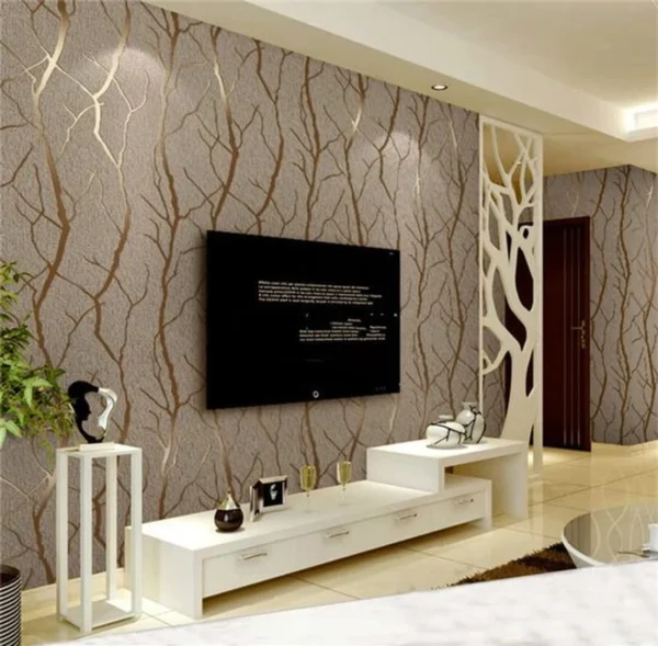 Unyqoos® Modern gestreept vliesbehang met 3D reliëf voor woonkamer en meer, bruin