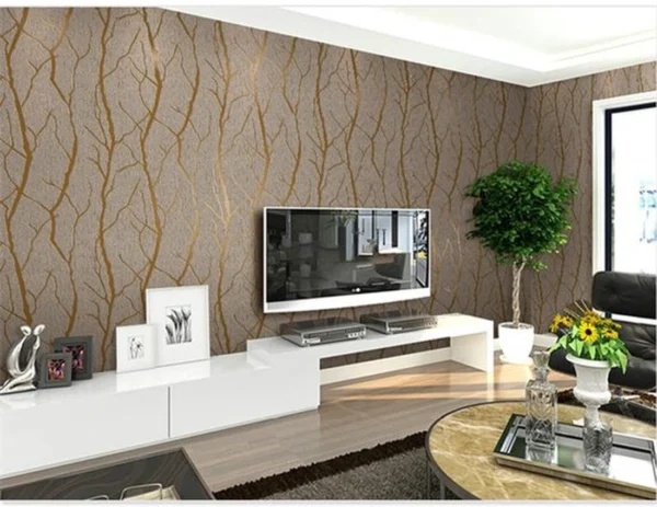 Unyqoos® Modern gestreept vliesbehang met 3D reliëf voor woonkamer en meer, bruin