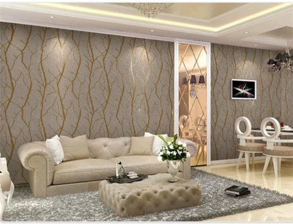 Unyqoos® Modern gestreept vliesbehang met 3D reliëf voor woonkamer en meer, bruin