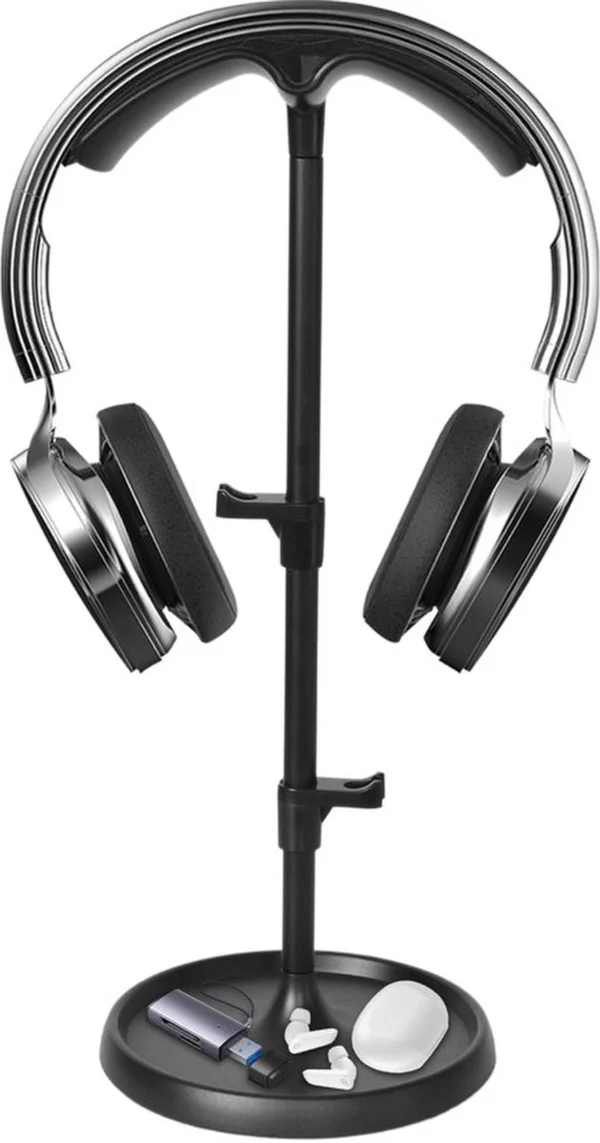 Unyqoos® Gebogen headset standaard met opbergruimte en stabiele basis voor hoofdtelefoons
