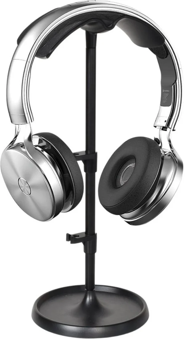Unyqoos® Gebogen headset standaard met opbergruimte en stabiele basis voor hoofdtelefoons