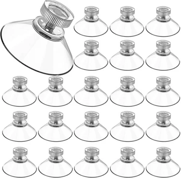 P-87213235951420-20260406115310.webp Unyqoos® Set van 20 sterke transparante zuignappen met schroefdraad voor diverse oppervlakken