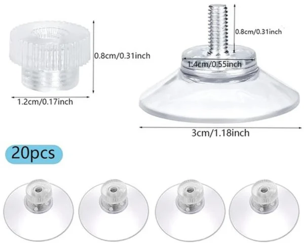 P-87213235951421-20260406115321.webp Unyqoos® Set van 20 sterke transparante zuignappen met schroefdraad voor diverse oppervlakken
