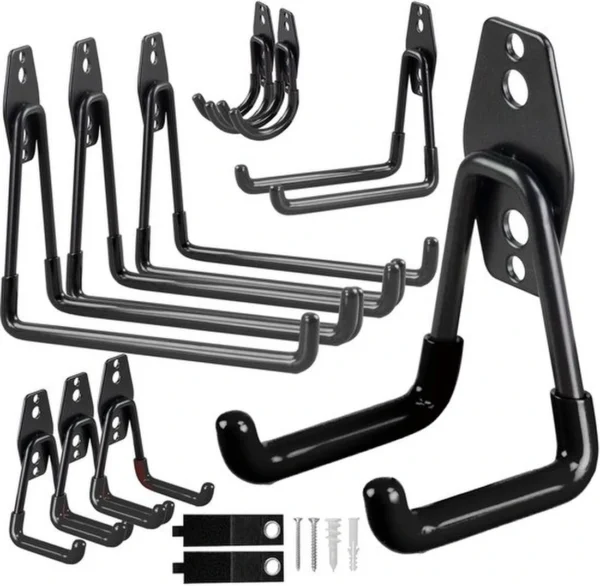 Unyqoos® Complete set van 12 multifunctionele wandhaken voor efficiënte opslag in de garage