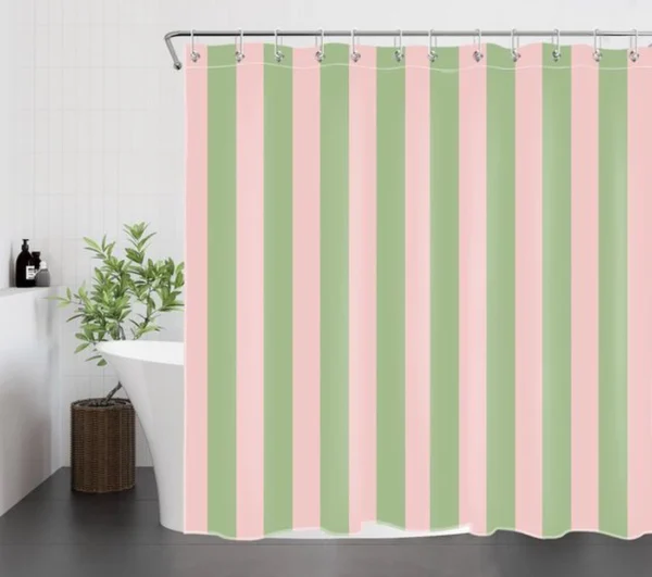 Unyqoos® Abstracte geometrische douchegordijn met strepen en haken, antischimmel en waterdicht