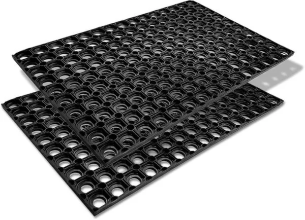 Unyqoos® Set van 2 weerbestendige rubberen deurmatten voor buitengebruik
