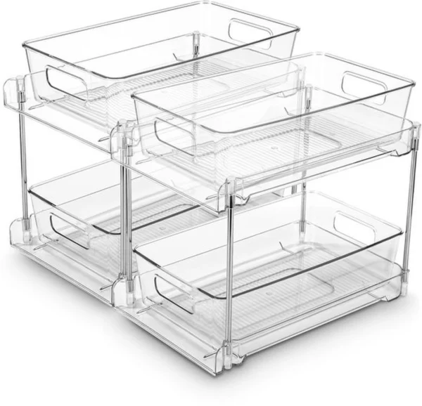 P-87213236032050-20260406100013.webp Unyqoos® Multifunctionele Transparante Organizer Met Schuiflade Voor Keuken, Badkamer En Slaapkamer, 2 Stuks