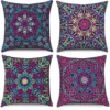 Unyqoos® Set van 4 Bohemian Kussenslopen met Retro Bloemenpatroon voor Binnen en Buiten