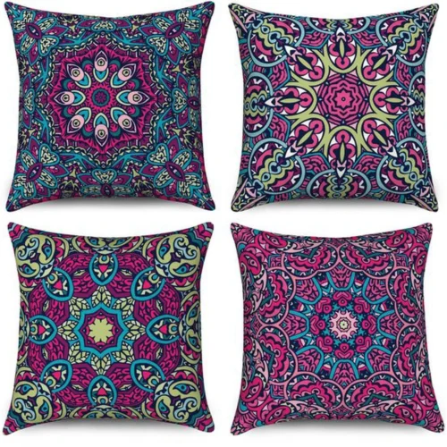 Unyqoos® Set van 4 Bohemian Kussenslopen met Retro Bloemenpatroon voor Binnen en Buiten