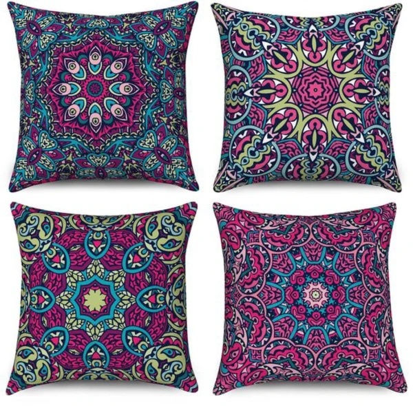 Unyqoos® Set van 4 Bohemian Kussenslopen met Retro Bloemenpatroon voor Binnen en Buiten