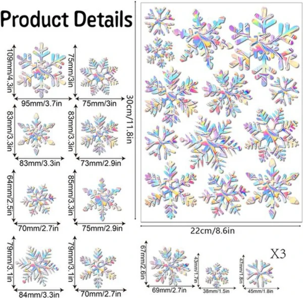 Unyqoos® Set van 65 statisch hechtende sneeuwvlok raamstickers voor winterdecoratie