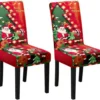 Unyqoos® Elastische kerststoelhoezen voor feestelijke decoratie en bescherming, set van 2