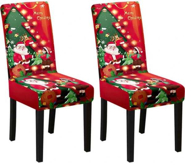 Unyqoos® Elastische kerststoelhoezen voor feestelijke decoratie en bescherming, set van 2