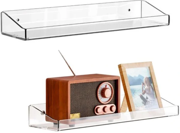 P-87213236115520-20260406081621.webp Unyqoos® Set van 2 veelzijdige acryl zwevende wandrekken voor elke kamer zonder boren