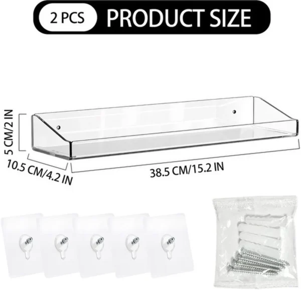 P-87213236115522-20260406081632.webp Unyqoos® Set van 2 veelzijdige acryl zwevende wandrekken voor elke kamer zonder boren