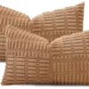 Unyqoos® Set van 2 decoratieve corduroy kussenslopen met boho strepenpatroon voor woonkamer