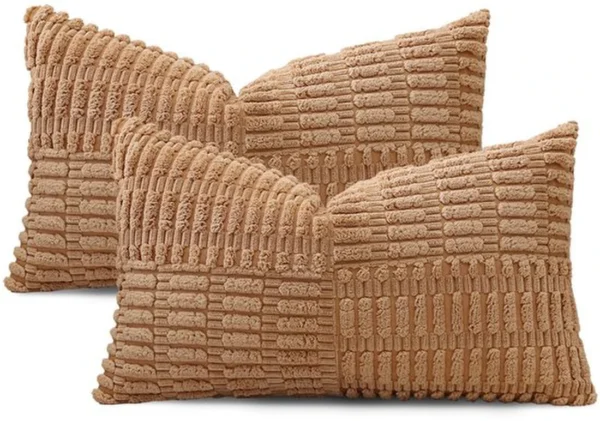 Unyqoos® Set van 2 decoratieve corduroy kussenslopen met boho strepenpatroon voor woonkamer
