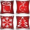 Unyqoos® Set van 4 decoratieve kerstkussenhoezen met winterse motieven voor woondecoratie
