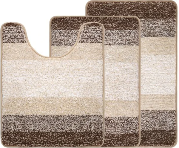 P-87213236140411-20260405135811.webp Unyqoos® Zachte en Luxe 3-delige Badmatset met Antislip en Ultra Absorptievermogen voor Badkamer