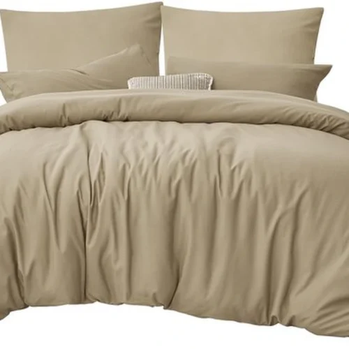 Unyqoos® Stijlvol en comfortabel 3-delig beddengoed in taupe voor elk seizoen