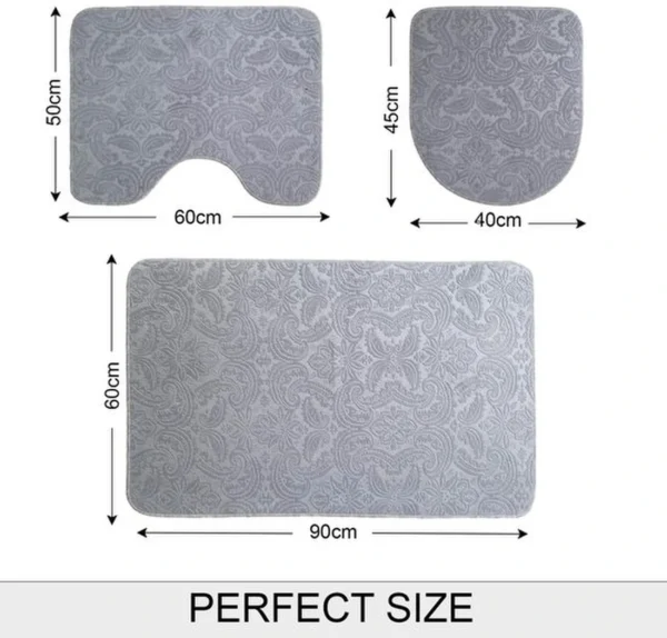 Unyqoos® 3-delige badkamerset met jacquardpatroon en ultrasoft materiaal in grijze kleur