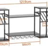 Unyqoos® Zwart metalen wandwijnrek met glazen houders voor huisbar en keuken