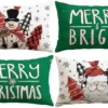 P-87213236207070-20260406113429.webp Unyqoos® Set van vier decoratieve kerst kussenslopen met sneeuwpop en kerstman motief