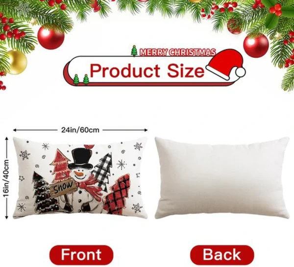 P-87213236207072-20260406113431.webp Unyqoos® Set van vier decoratieve kerst kussenslopen met sneeuwpop en kerstman motief