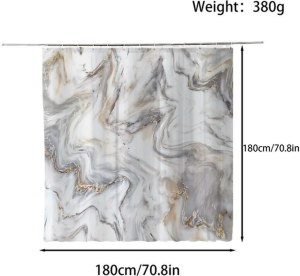 Unyqoos® Waterdicht en Douchegordijn met Steenpatroon in Beige voor Bad en Douche, 180 x 180 cm